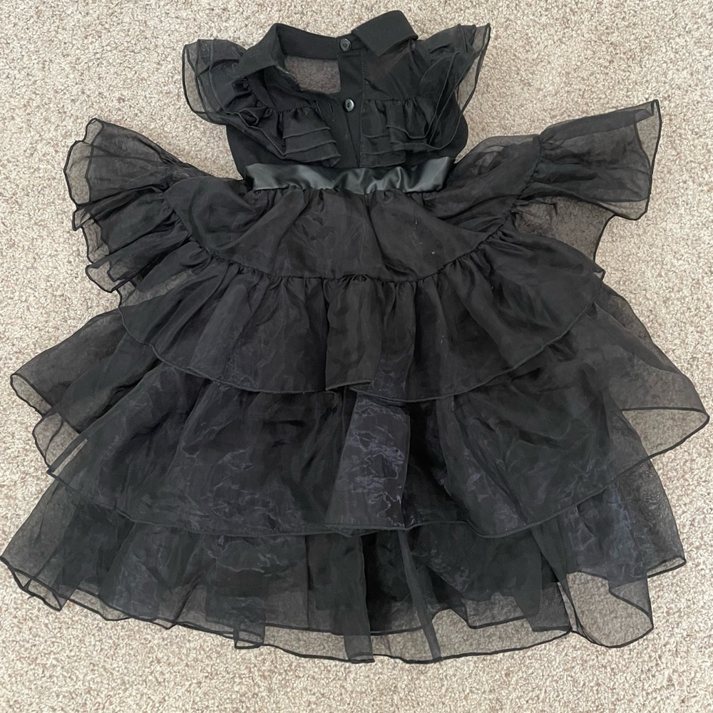 Black Layered Tulle Kids Party Dress